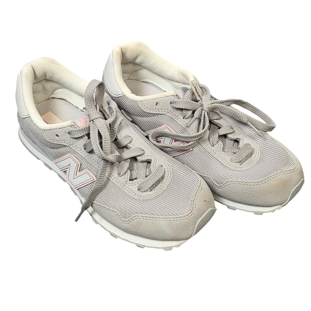 New Balance 515 Sneakers Girl's Size 5 US Grey Pink Suede Mesh Lace Up Low Top